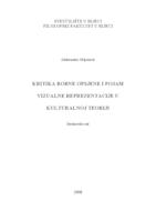 Kritika robne opsjene i pojam vizualne reprezentacije u kulturalnoj teoriji