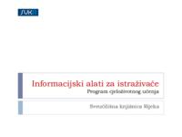 prikaz prve stranice dokumenta Informacijski alati za istraživače – program cjeloživotnog učenja Sveučilišne knjižnice Rijeka
